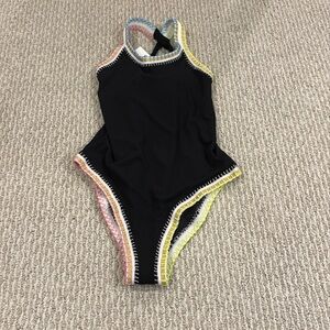 - Ferrarini White Swimsuit with Neon Trim